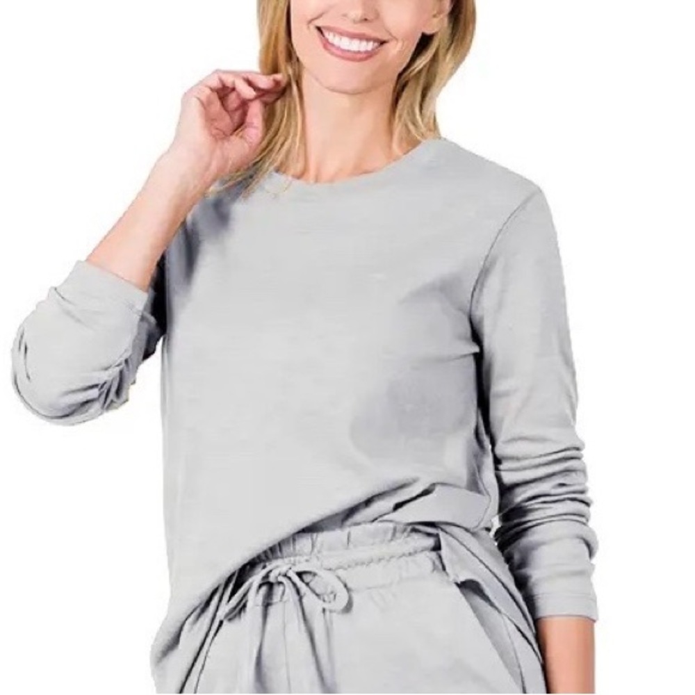 Women's Gray Long Sleeve Top